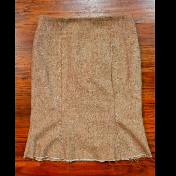 Vintage Bebe Raw Hem Speckled Wool Pencil Skirt - Picture 1 of 6